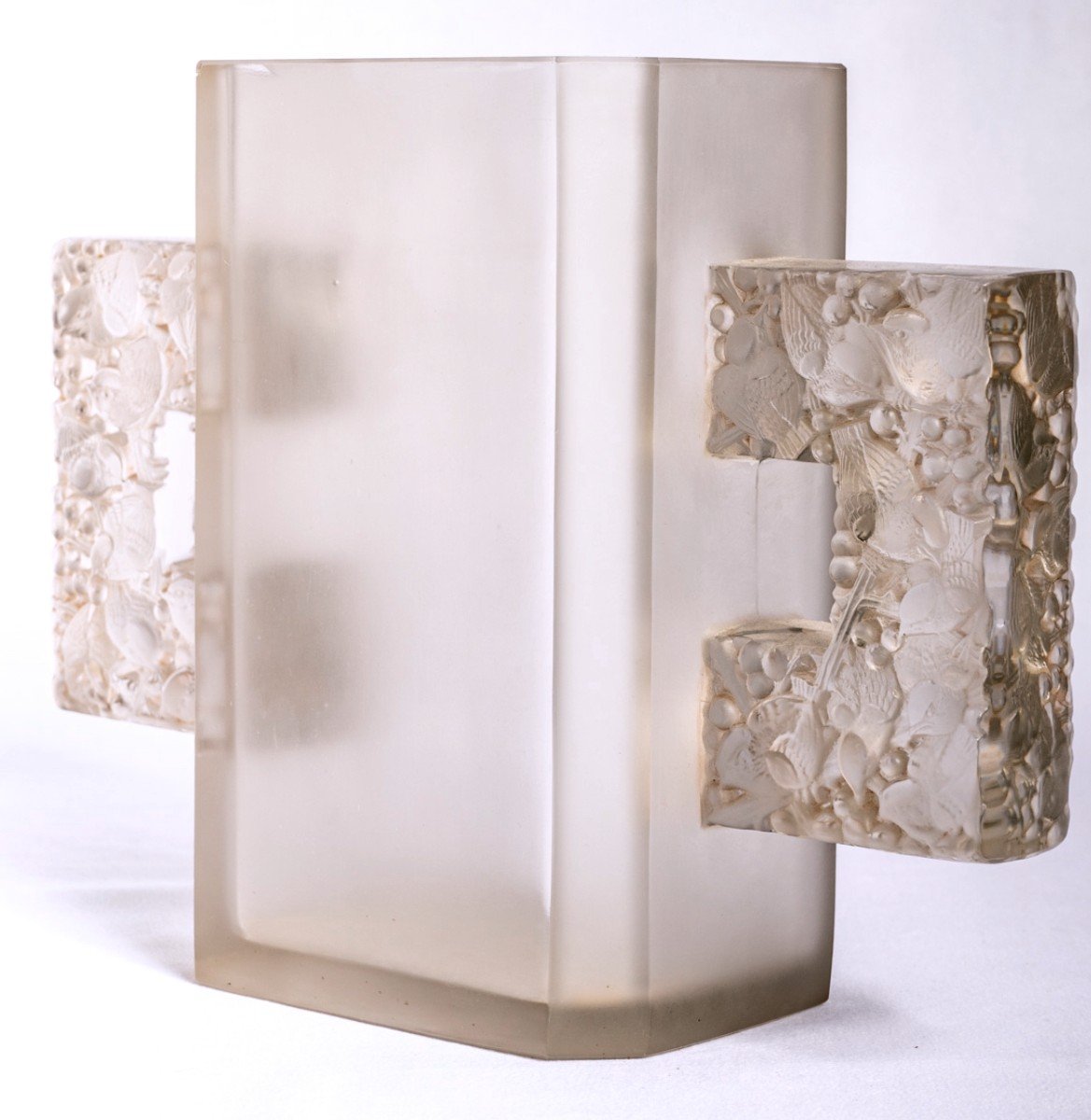 1929 René Lalique - Vase Margaret Frosted Glass With Sepia Patina-photo-3