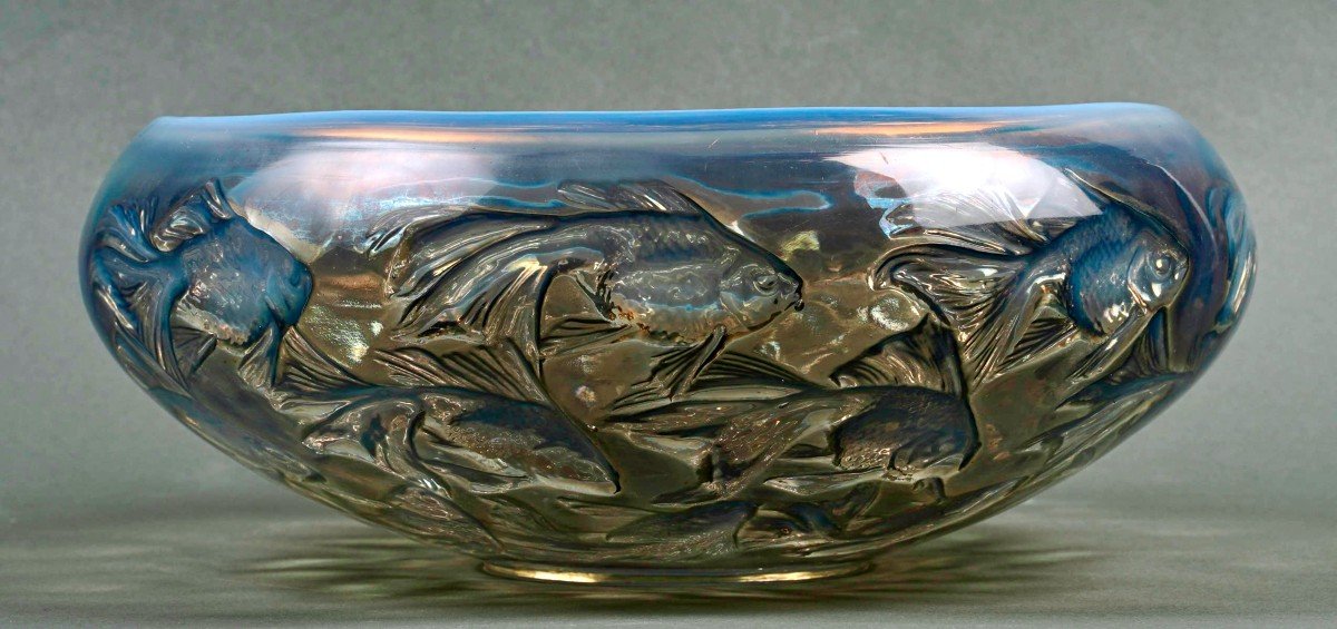 1921 René Lalique - Coupe Cyprins Verre Opalescent-photo-3