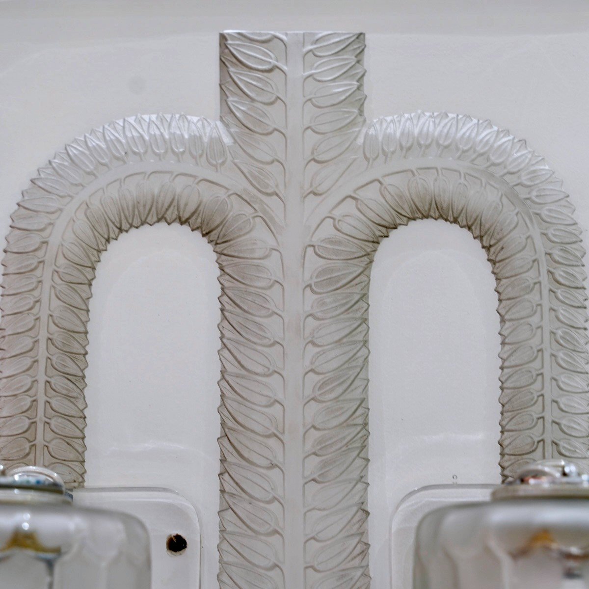 1928 René Lalique - Paire d'Appliques Saint Nabor Verre Blanc -photo-4