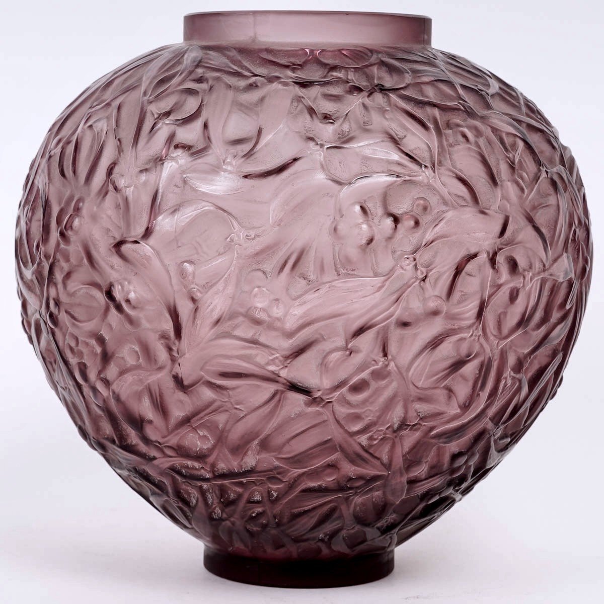 1920 René Lalique - Vase Gui Verre Améthyste-photo-2