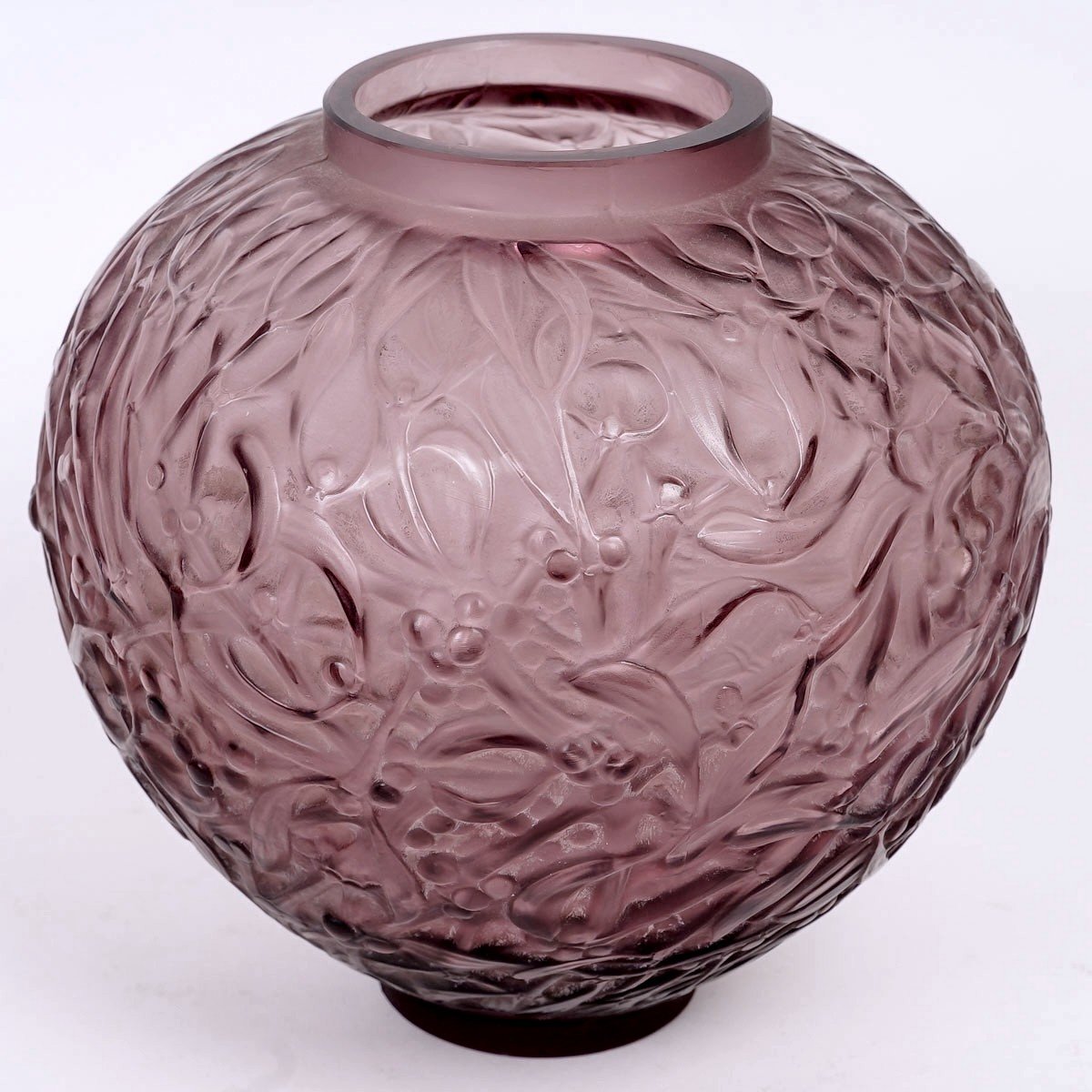 1920 René Lalique - Vase Gui Verre Améthyste-photo-3