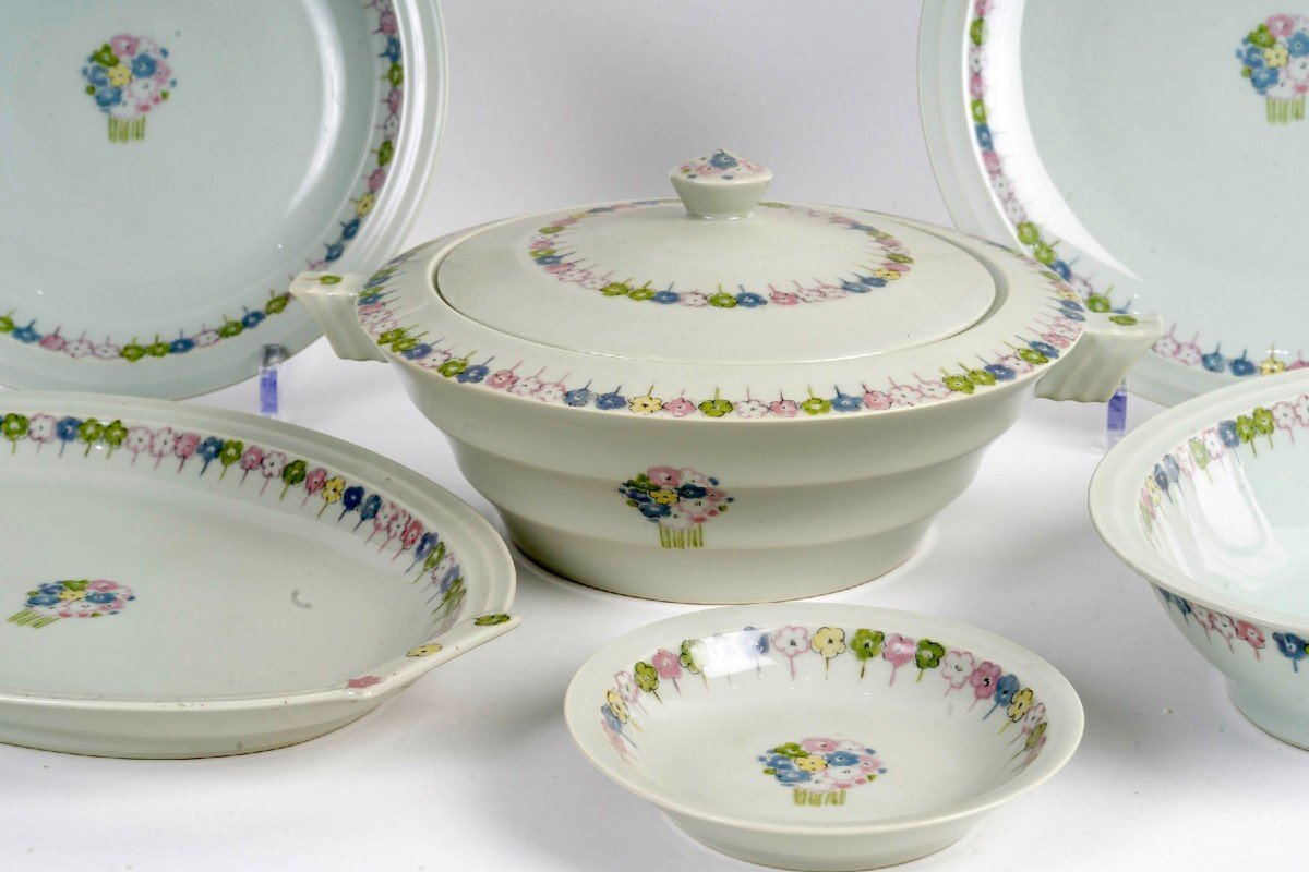 Suzanne Lalique Et Haviland - Service Nicole Porcelaine Céladon - 35 pièces-photo-2