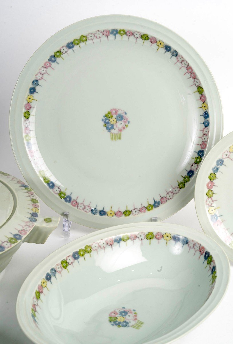 Suzanne Lalique Et Haviland - Service Nicole Porcelaine Céladon - 35 pièces-photo-3