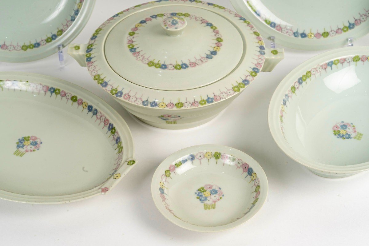 Suzanne Lalique Et Haviland - Service Nicole Porcelaine Céladon - 35 pièces-photo-1