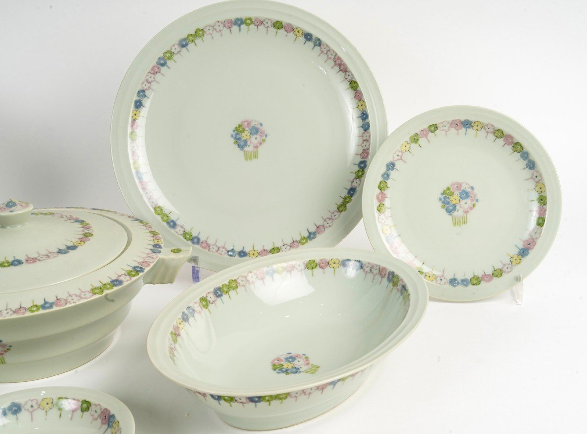 Suzanne Lalique Et Haviland - Service Nicole Porcelaine Céladon - 35 pièces-photo-2