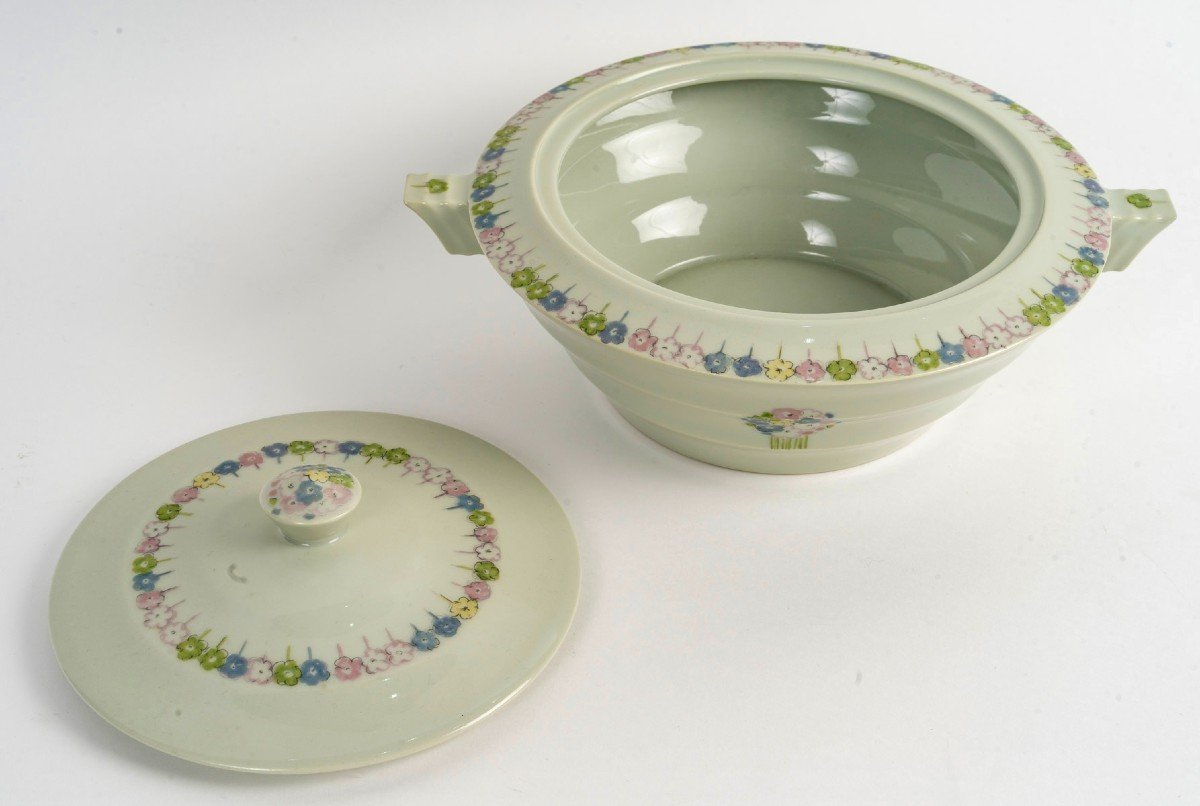 Suzanne Lalique Et Haviland - Service Nicole Porcelaine Céladon - 35 pièces-photo-3