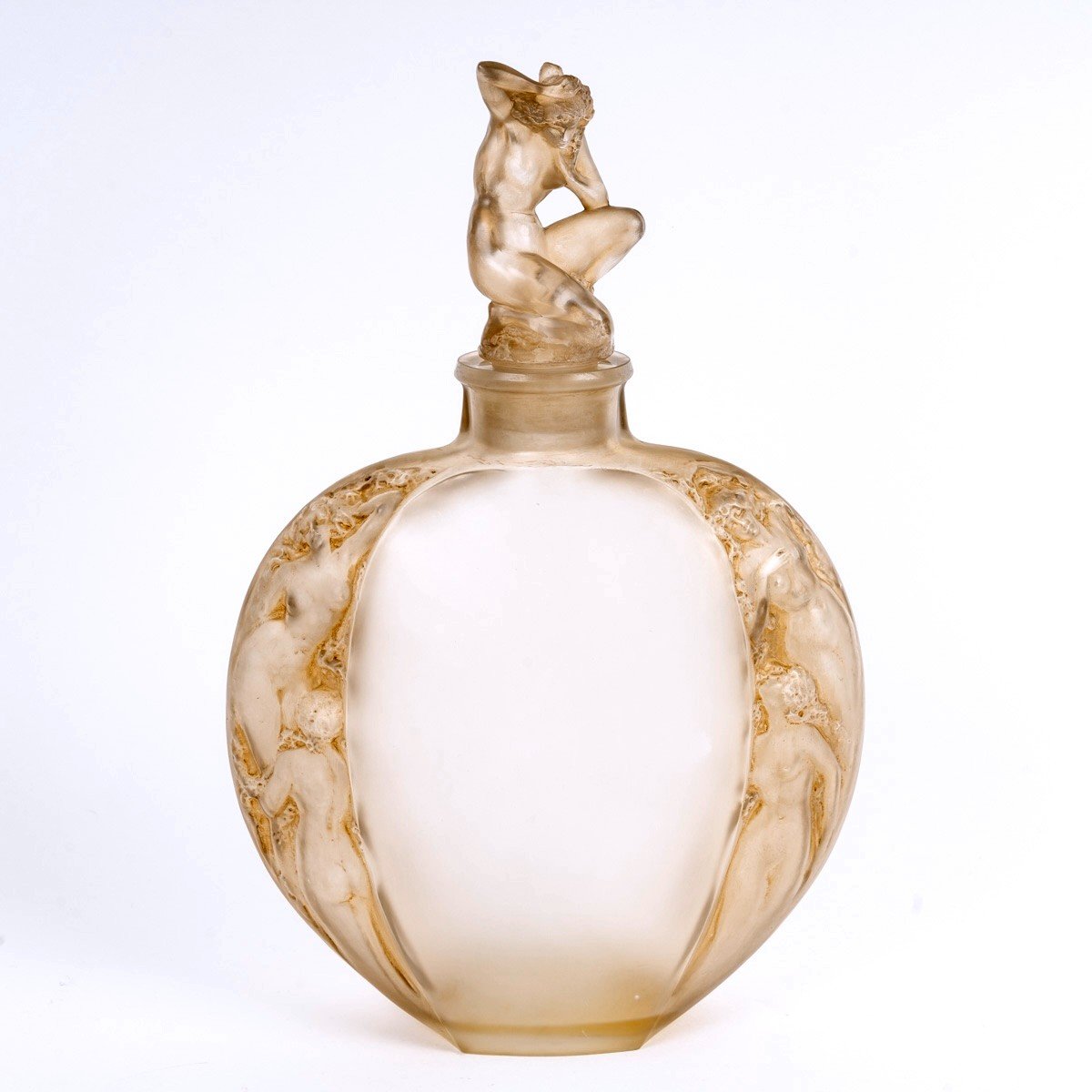 1920 René Lalique - Vase Sirenes Mermaids Glass With Sepia Patina