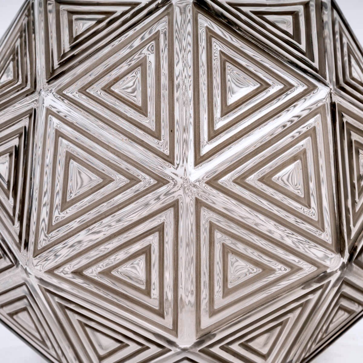 1925 René Lalique - Vase Art Déco Nanking Verre Blanc Patiné Gris -photo-3