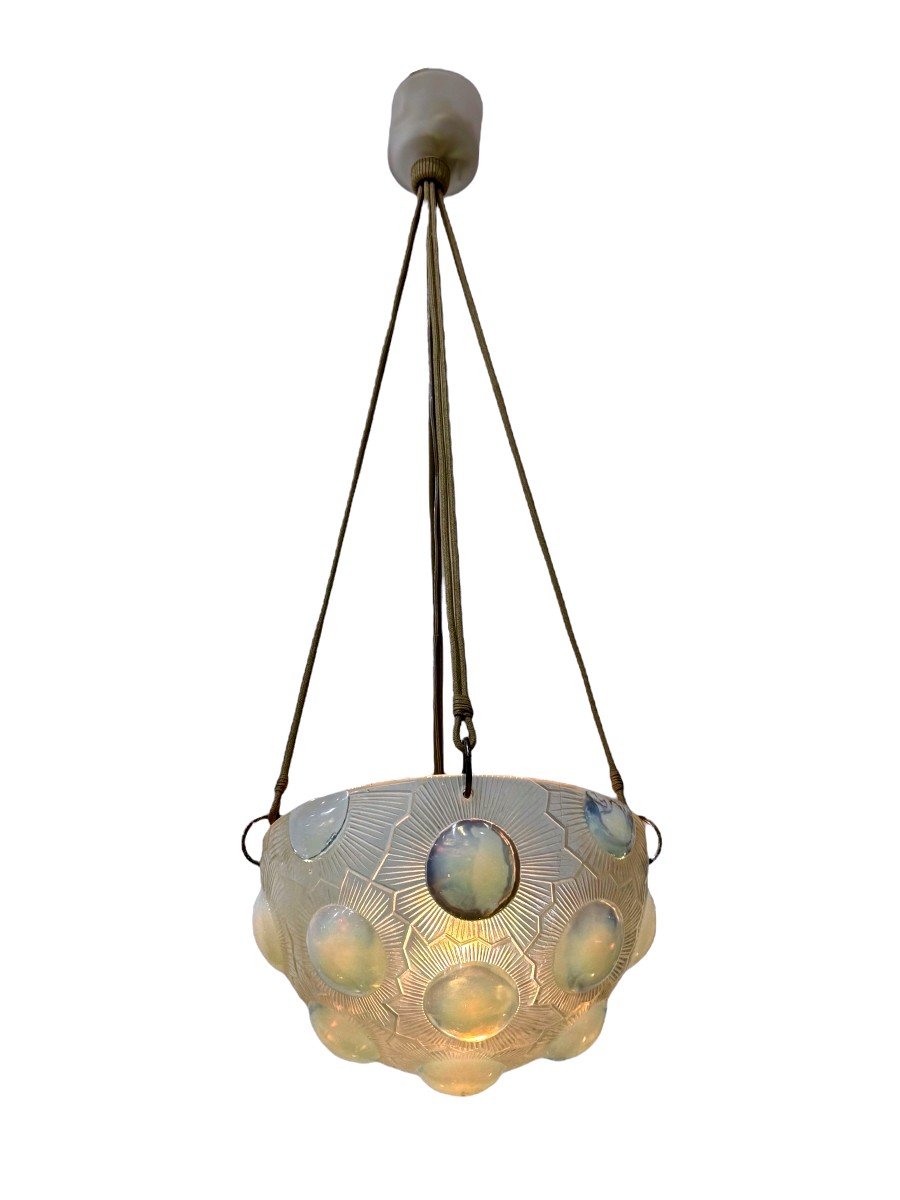 1926 René Lalique - Chandelier Soleil Opalescent Glass-photo-2