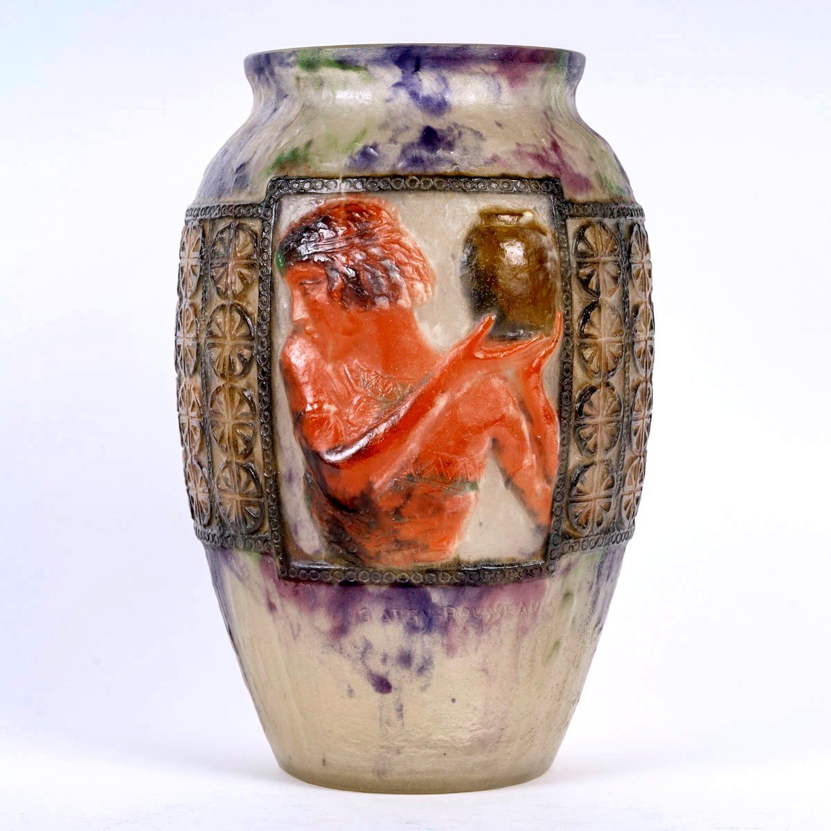 1924 Gabriel Argy Rousseau - Vase Libation Pâte De Verre-photo-2