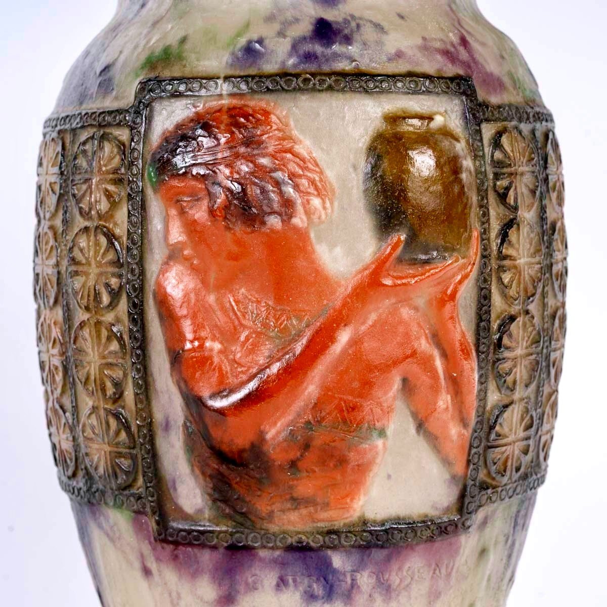 1924 Gabriel Argy Rousseau - Vase Libation Pâte De Verre-photo-2