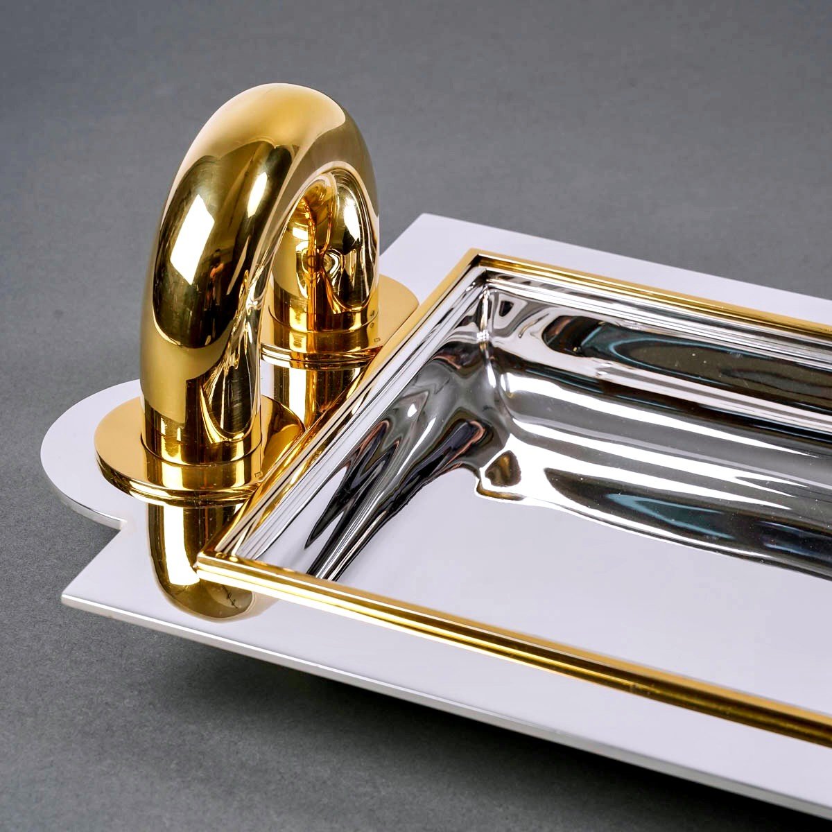 1937 Jean E. Puiforcat - Art Deco Modernist Fruit Plate Tray Sterling Silver And Vermeil -photo-2
