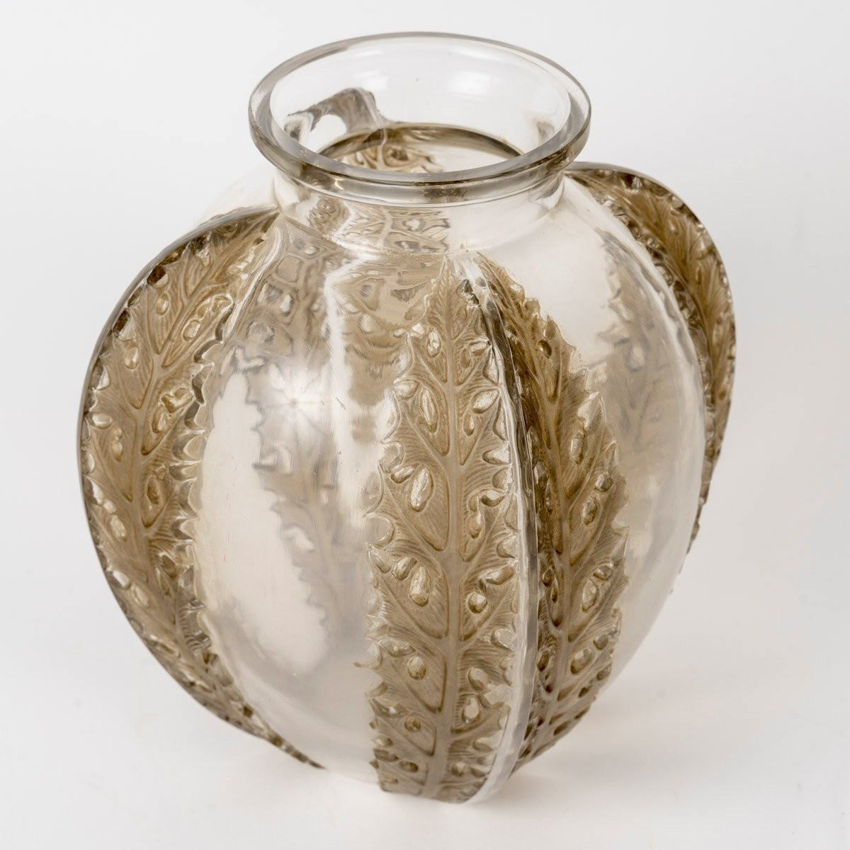 1922 René Lalique - Vase Chardons Thistles Glass With Sepia Patina-photo-2