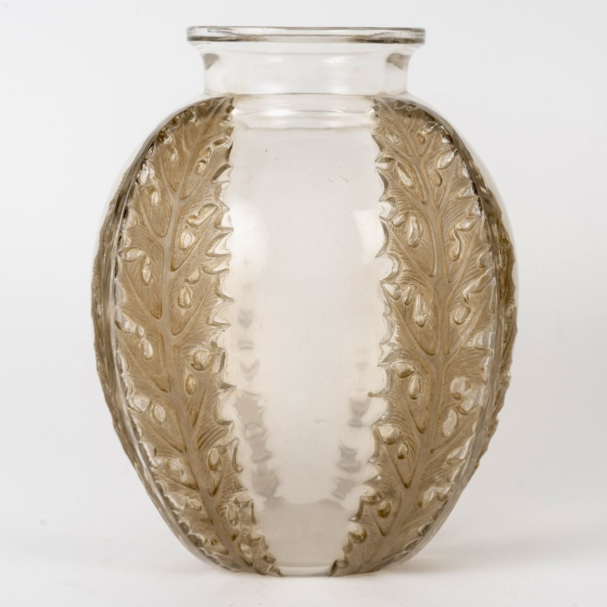 1922 René Lalique - Vase Chardons Thistles Glass With Sepia Patina-photo-3