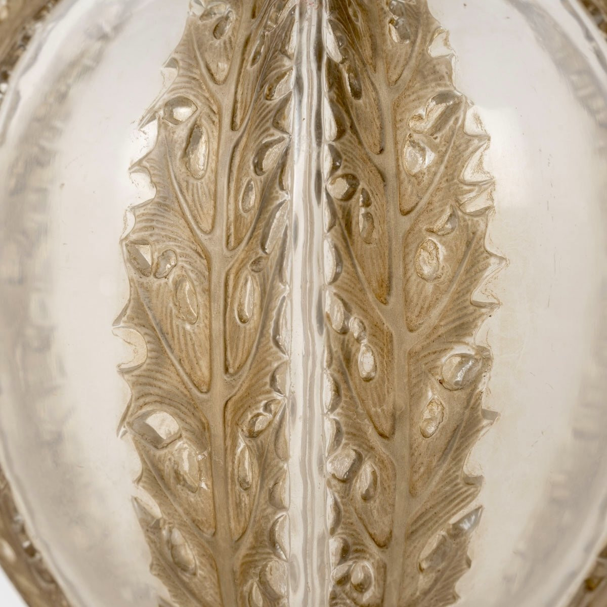 1922 René Lalique - Vase Chardons Thistles Glass With Sepia Patina-photo-4