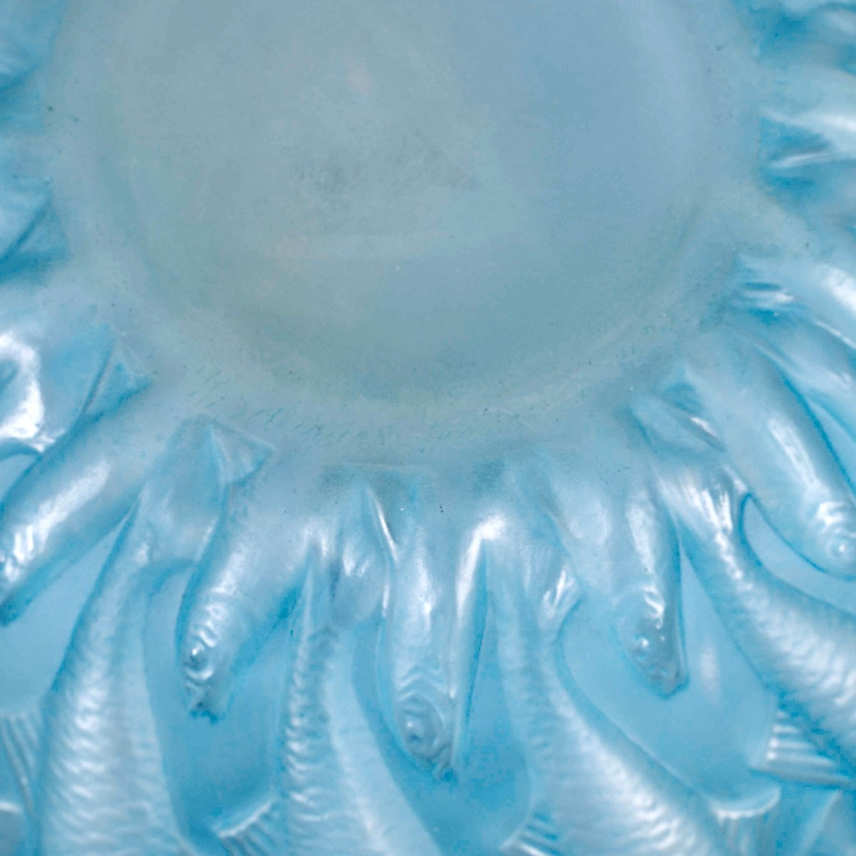 1927 René Lalique - Vase Marisa Verre Opalescent Patiné Bleu-photo-1