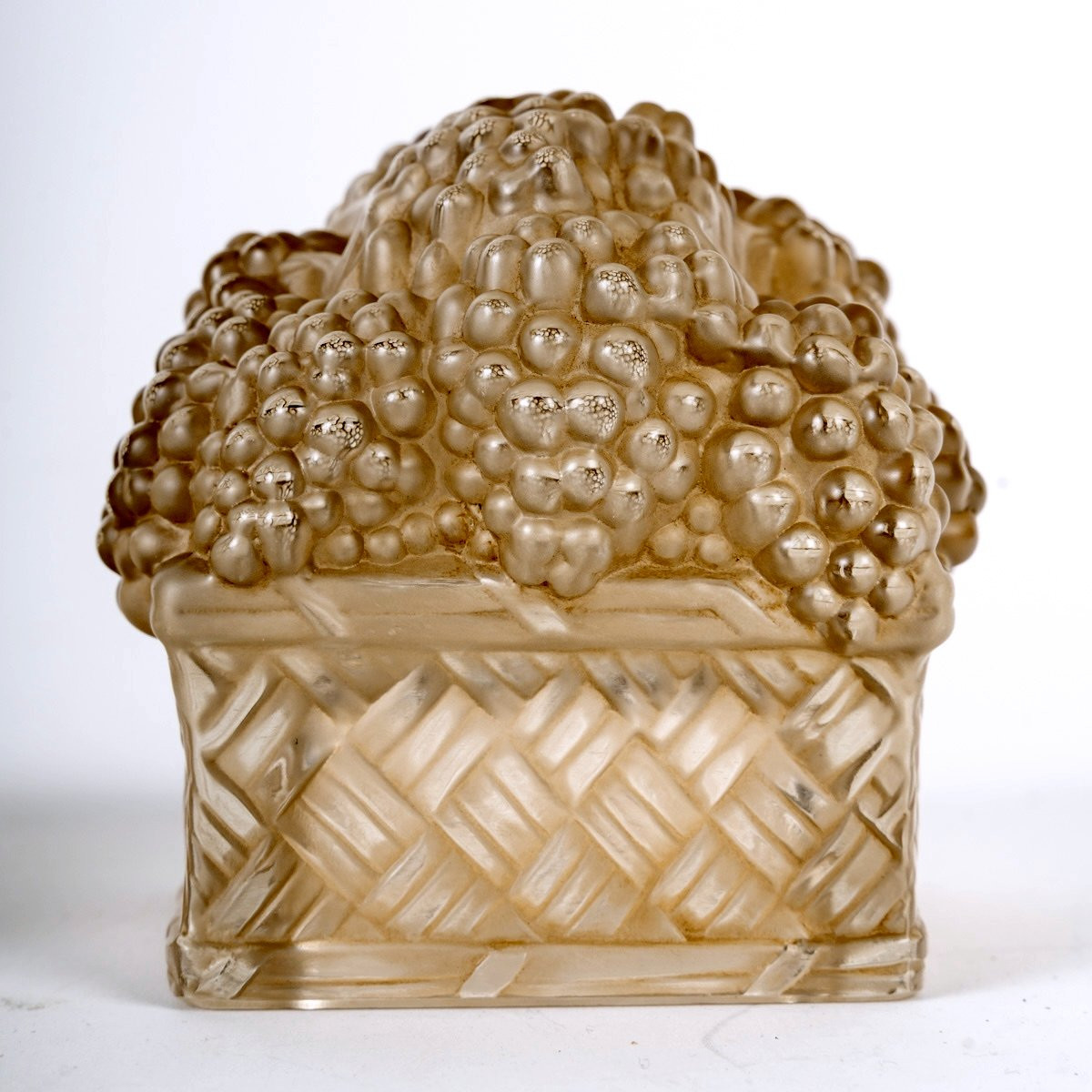 1939 René Lalique - Surtouts Décoratifs Corbeille Quatre Saisons Verre Blanc Patiné Sépia-photo-4