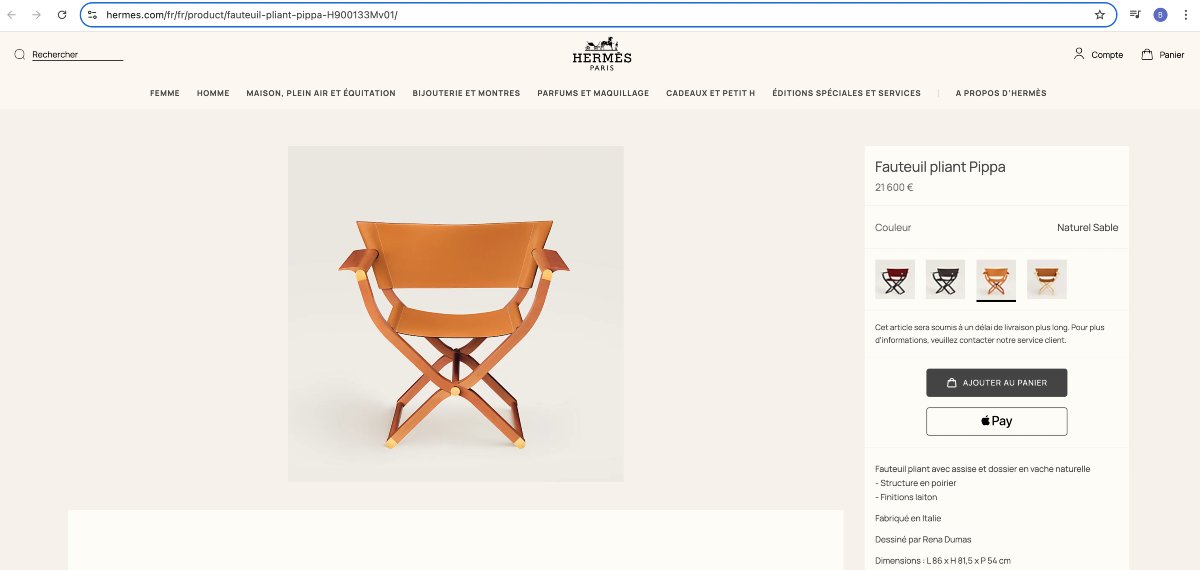 Hermès - Folding Armchair And Folding Stool Pippa Leather And Wood-photo-7