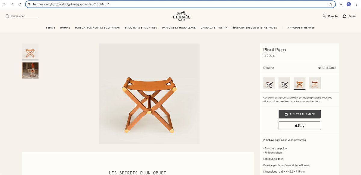 Hermès - Folding Armchair And Folding Stool Pippa Leather And Wood-photo-8