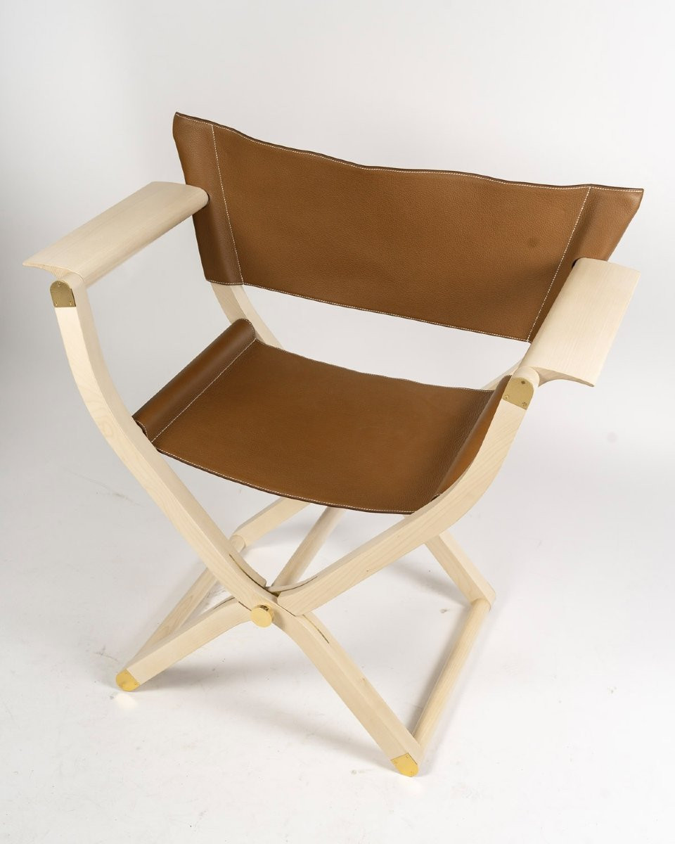 Hermès - Fauteuil Pliant Pippa Cuir Et Bois-photo-3