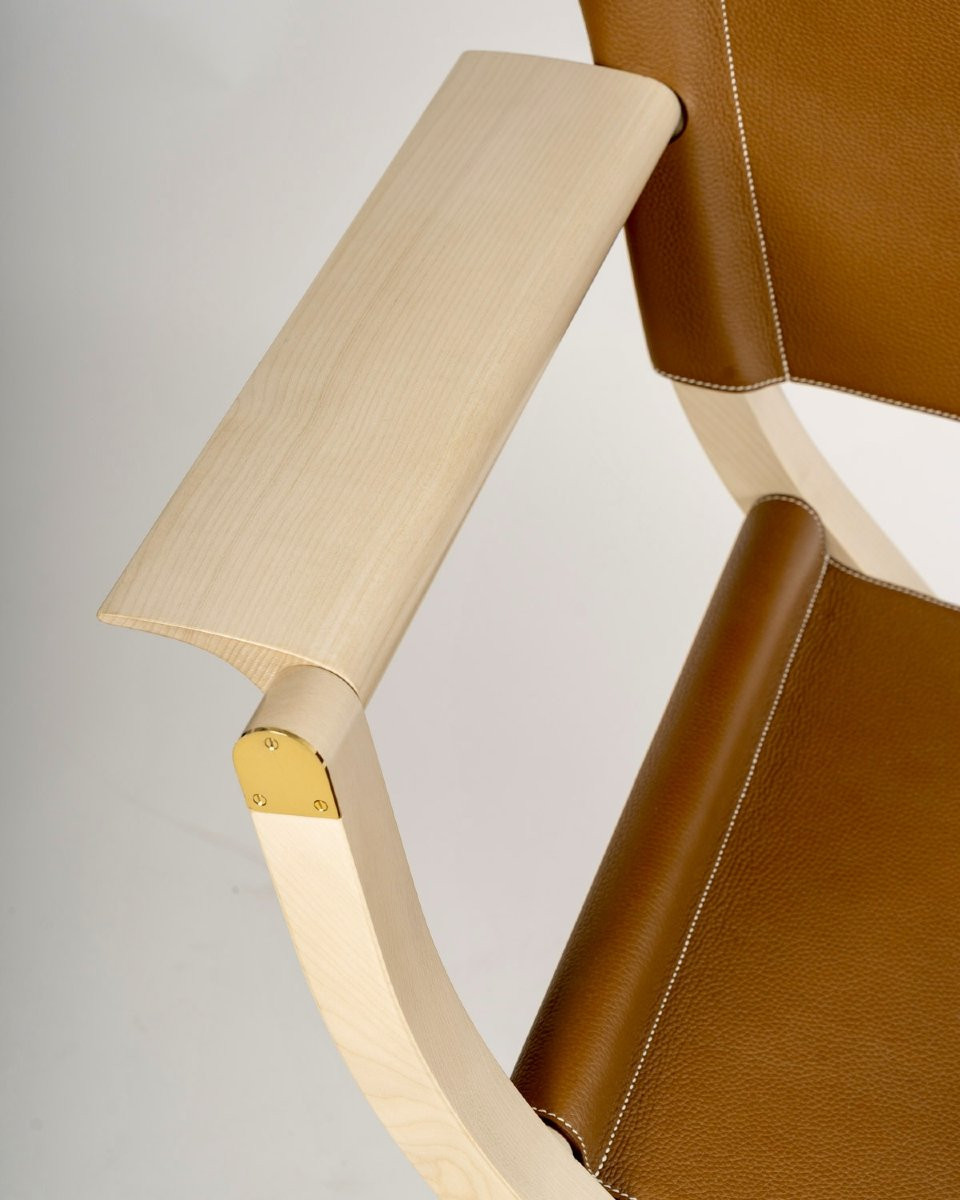 Hermès - Fauteuil Pliant Pippa Cuir Et Bois-photo-1
