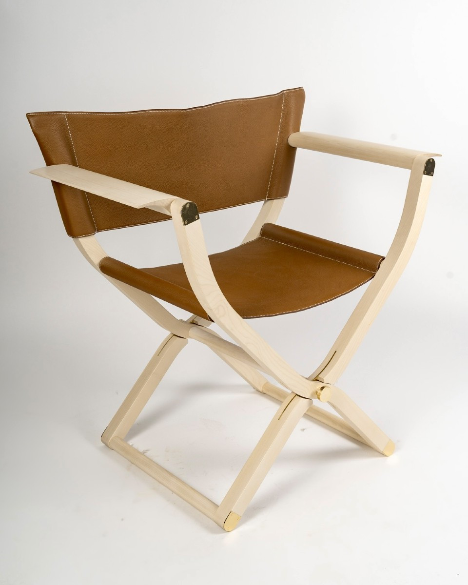 Hermès - Fauteuil Pliant Pippa Cuir Et Bois