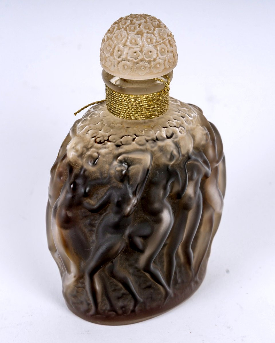 1937 René Lalique - Flacon Calendal Verre Blanc Patiné Sépia Pour Molinard-photo-3