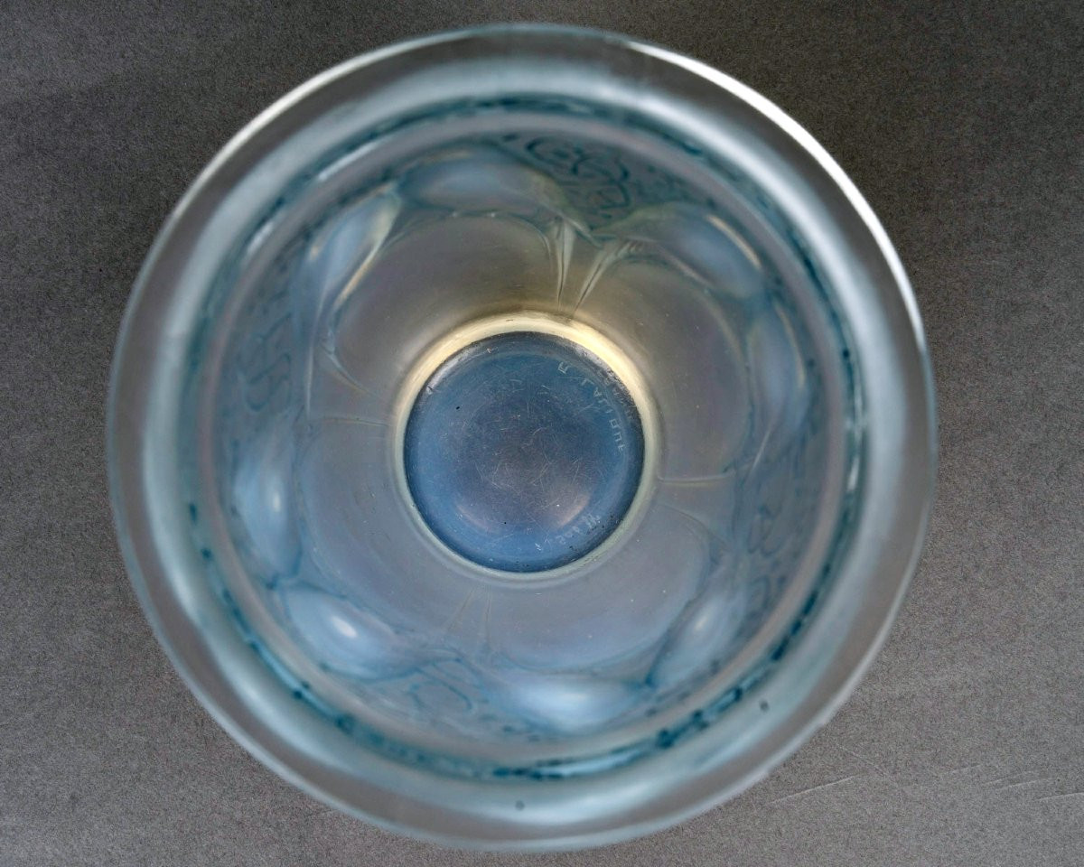 1924 René Lalique - Vase Ceylan Opalescent Glass With Blue Patina-photo-4