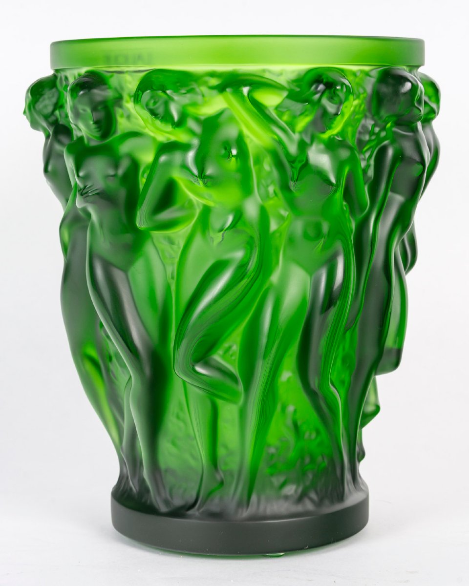 Lalique France - Vase Bacchantes Green Amazone Crystal - New-photo-2
