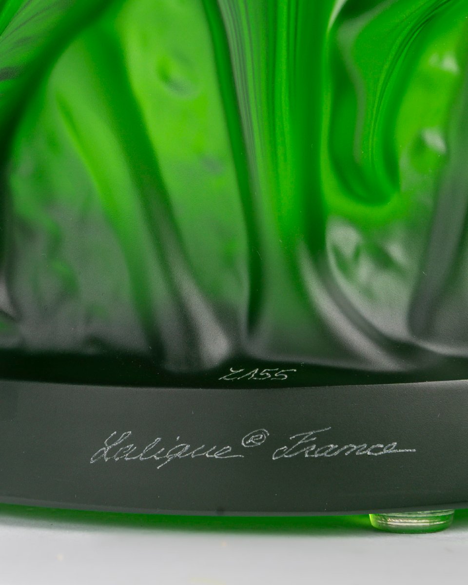 Lalique France - Vase Bacchantes Green Amazone Crystal - New-photo-3