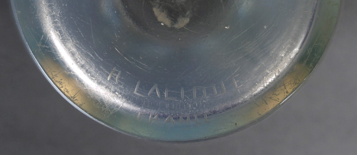 1924 René Lalique - Vase Ceylan Opalescent Glass With Grey Patina-photo-3