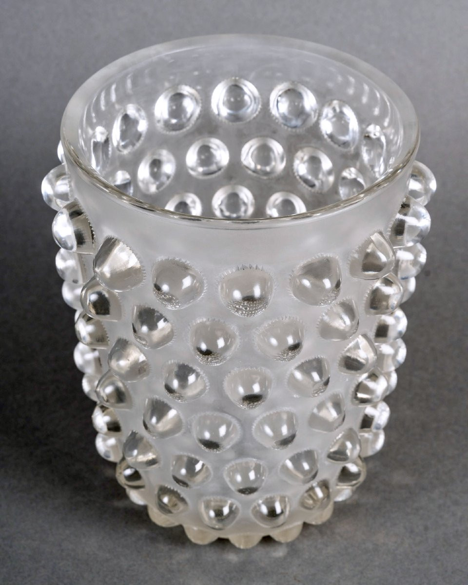 1933 René Lalique - Art Déco Vase Mossi Verre Blanc -photo-2