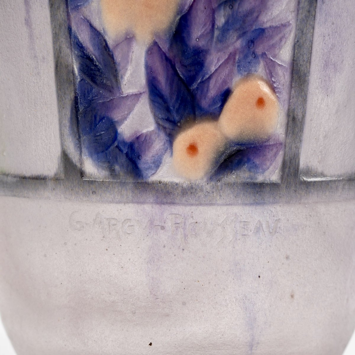 1922 Gabriel Argy Rousseau - Vase Fruits Et Feuillages Glass Pate De Verre-photo-3