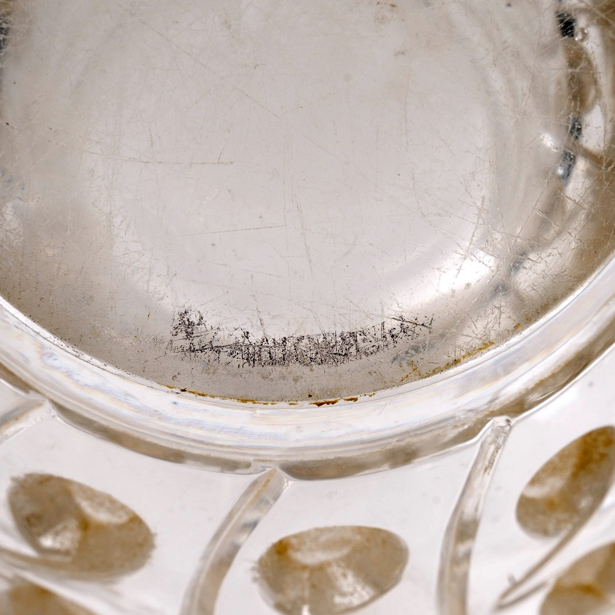 1934 René Lalique - Vase Lemna Glass With Sepia Patina-photo-2