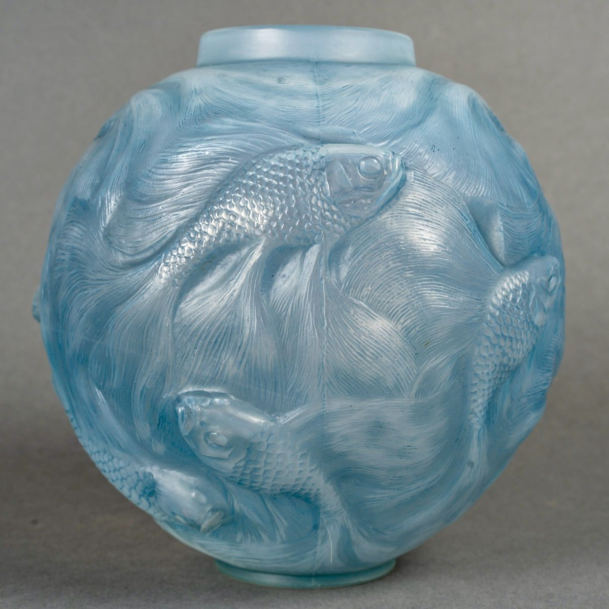 1924 René Lalique - Vase Formose Verre Opalescent Patiné Bleu-photo-2
