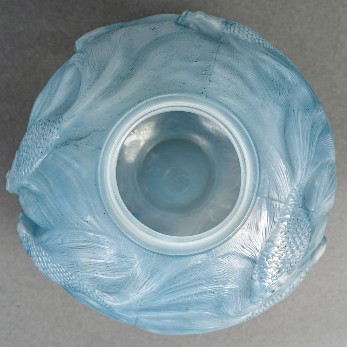 1924 René Lalique - Vase Formose Verre Opalescent Patiné Bleu-photo-1