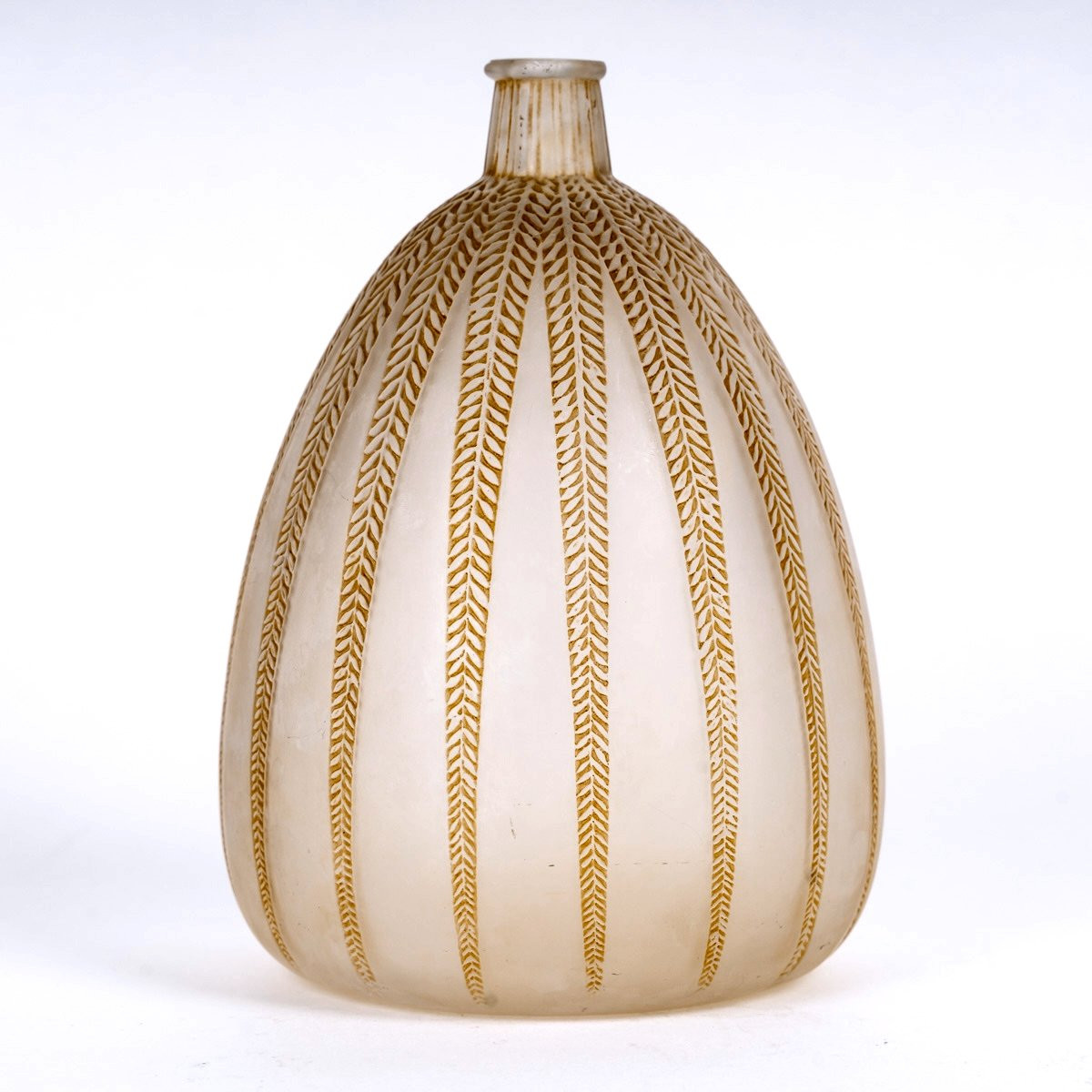 1921 René Lalique - Vase Mimosa Glass With Sepia Patina-photo-2