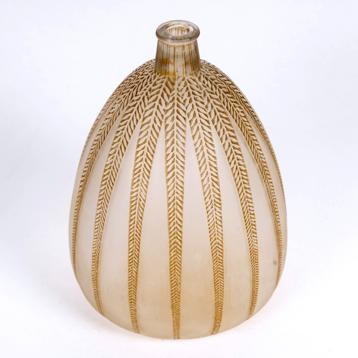 1921 René Lalique - Vase Mimosa Glass With Sepia Patina-photo-3