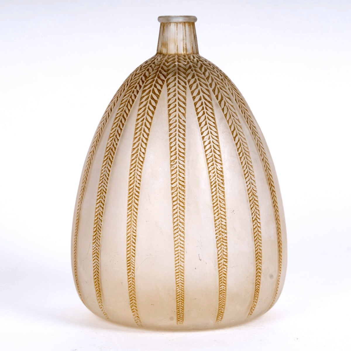 1921 René Lalique - Vase Mimosa Glass With Sepia Patina