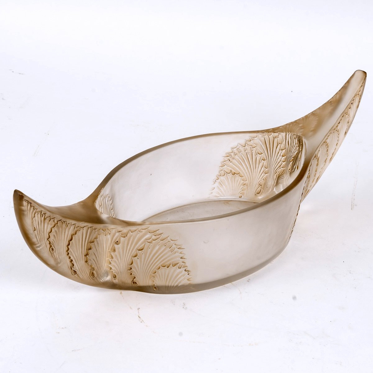 1927 René Lalique - Jardiniere Bowl Acanthes Glass With Sepia Patina-photo-3