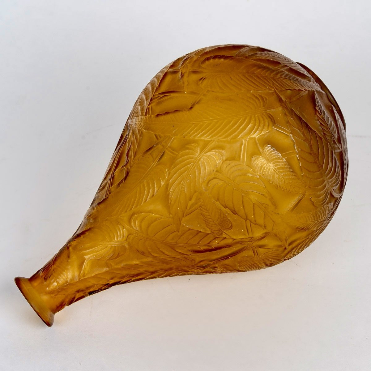 1923 René Lalique - Vase Sauges Yellow Amber Glass-photo-4