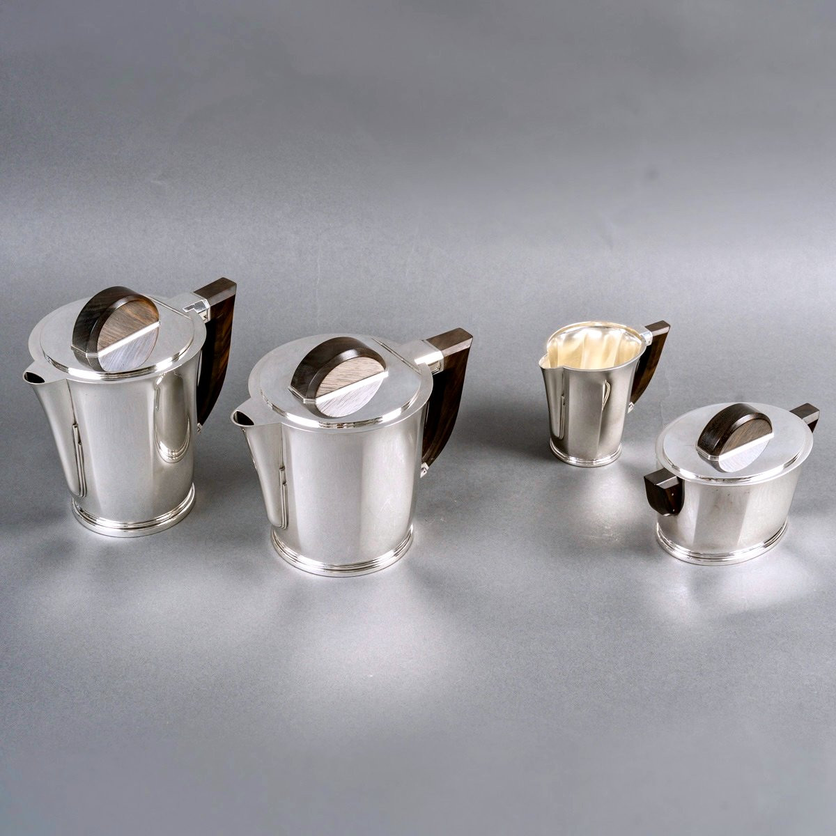 1935 Christofle Cardeilhac - Art Deco Coffee And Tea Service Sterling Silver And Rosewood-photo-2