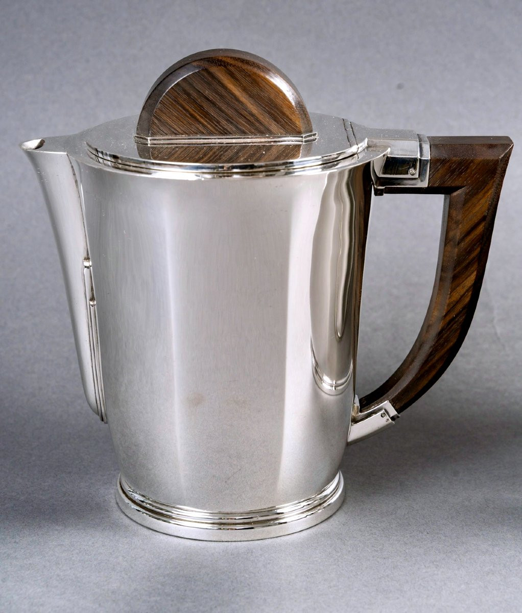 1935 Christofle Cardeilhac - Art Deco Coffee And Tea Service Sterling Silver And Rosewood-photo-3