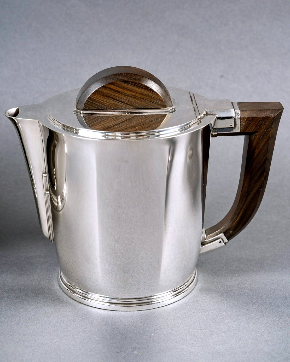 1935 Christofle Cardeilhac - Art Deco Coffee And Tea Service Sterling Silver And Rosewood-photo-4