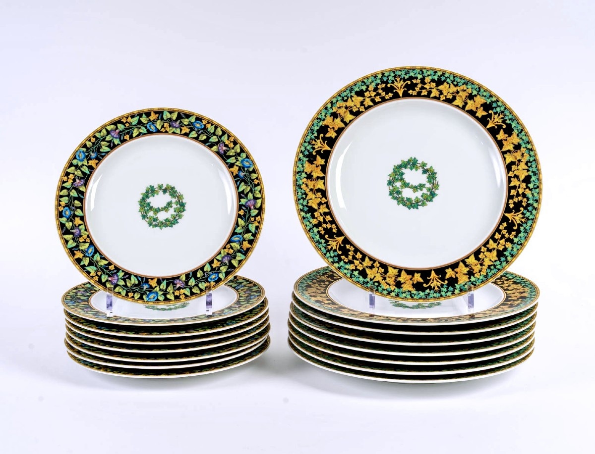 Versace - Service de Table Assiettes et Plats Gold Ivy Lierre d'Or Porcelaine