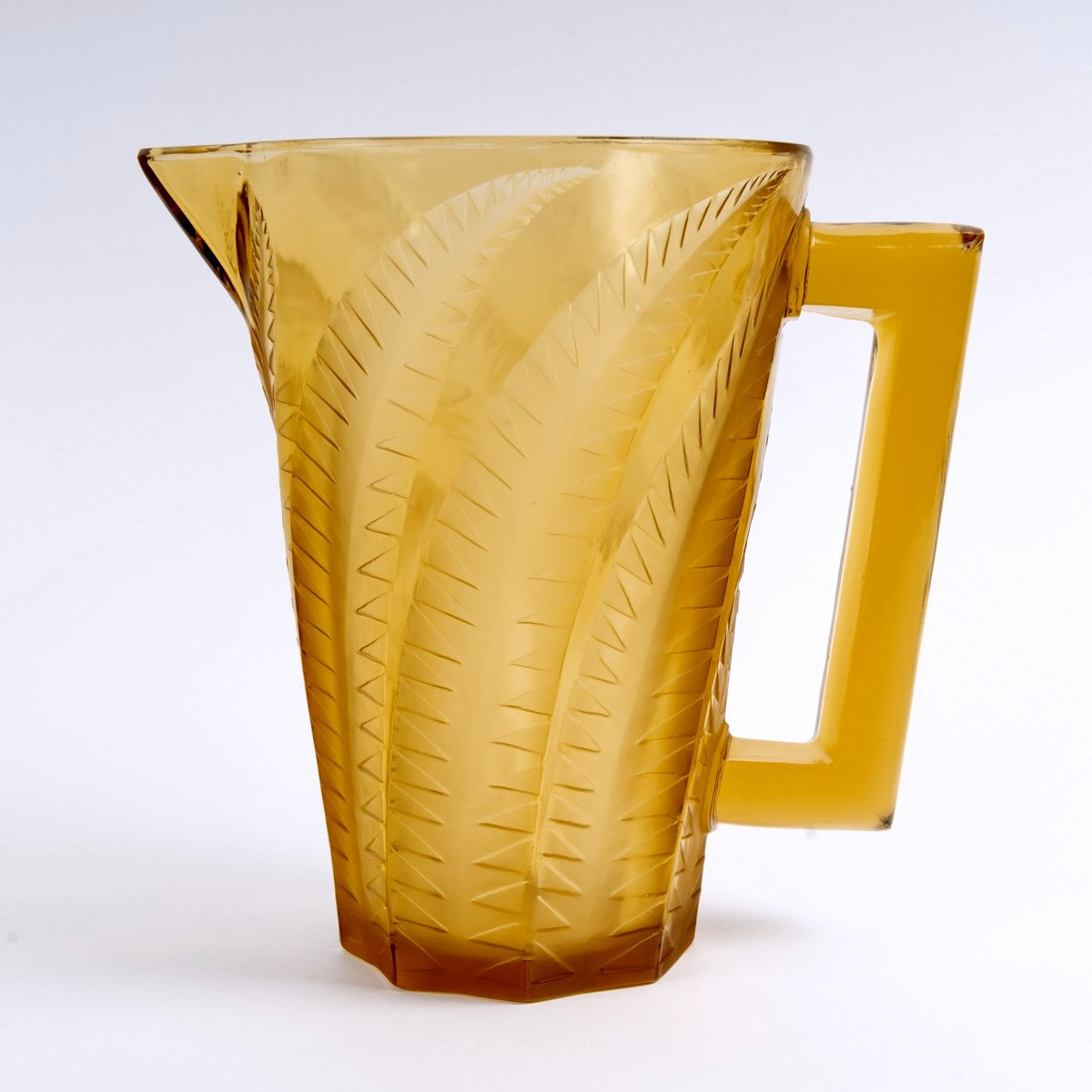 1931 René Lalique - Broc Pichet Hespérides Verre Jaune Ambré