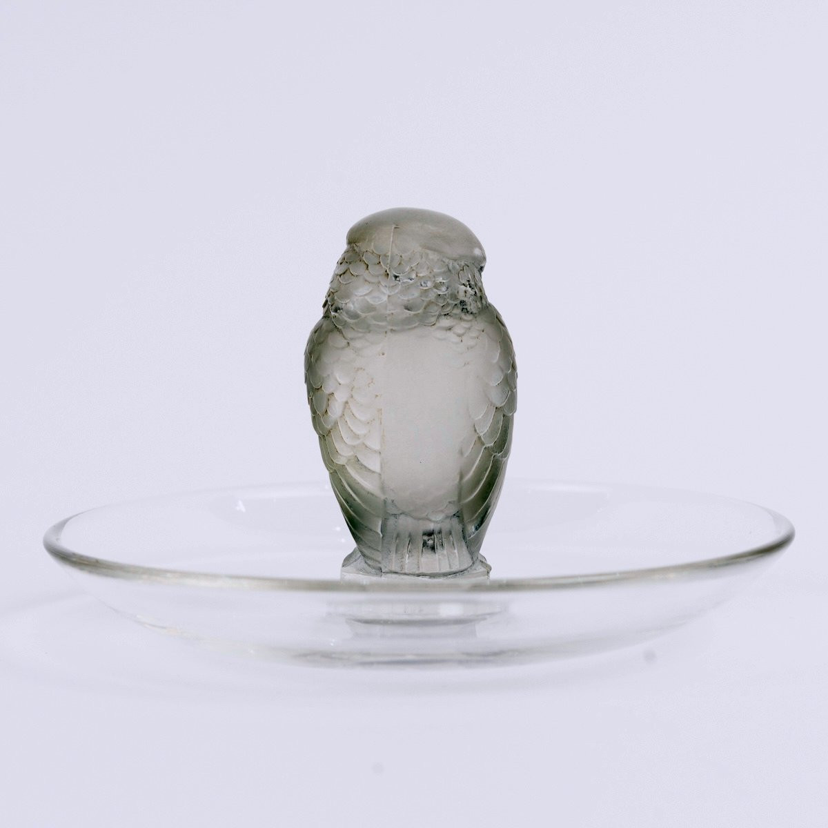 1931 René Lalique - Pintray Ashtray Rapace Glass With Grey Patina-photo-3