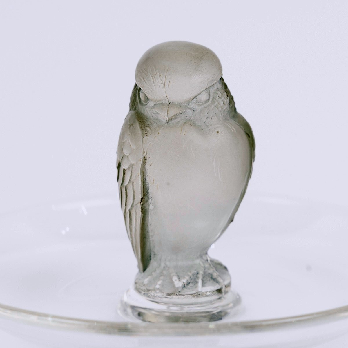 1931 René Lalique - Pintray Ashtray Rapace Glass With Grey Patina-photo-4
