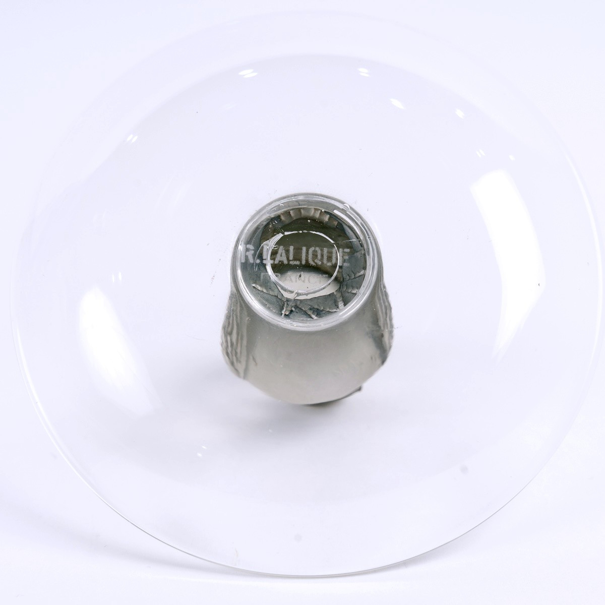 1931 René Lalique - Pintray Ashtray Rapace Glass With Grey Patina-photo-1