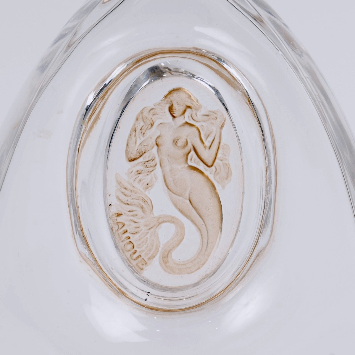 1912 René Lalique -Flacon La Sirène Verre Blanc Patiné Sépia pour Burmann-photo-3